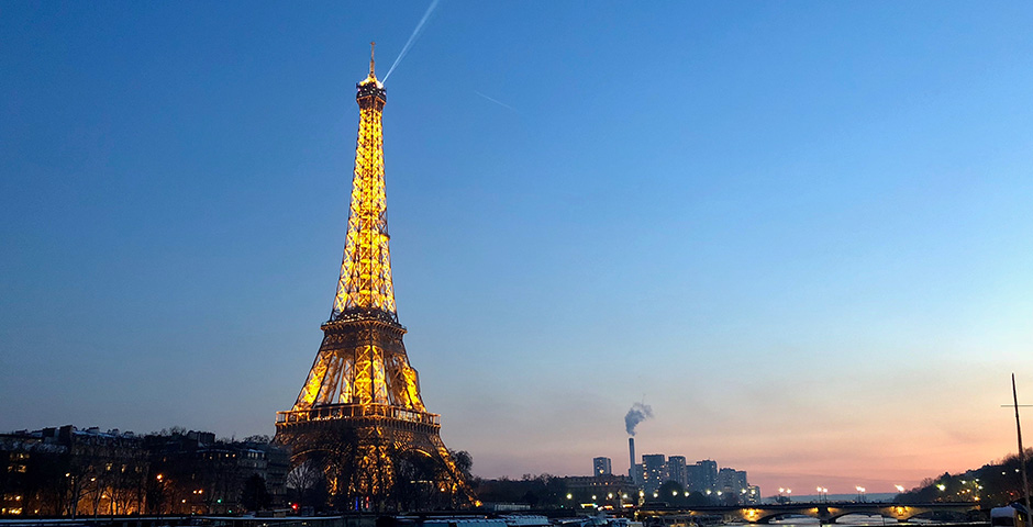 The Eiffel Tower at sunset, France