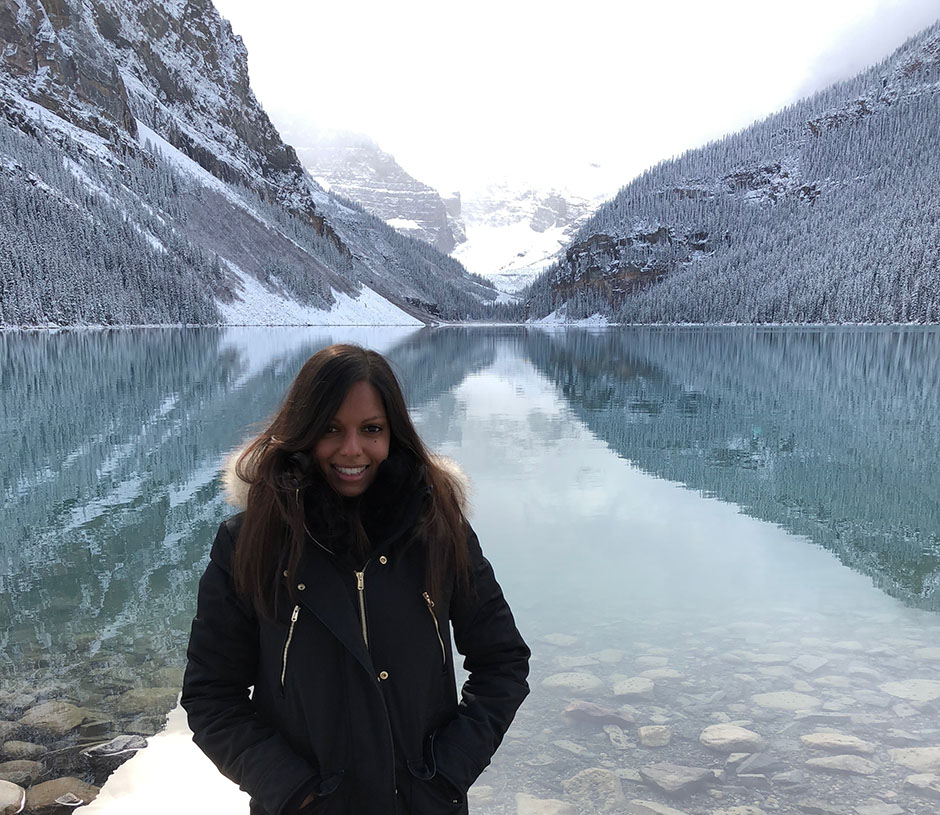 Me standing in front of the stunning Lake Louise in Banff - Alberta, Canada