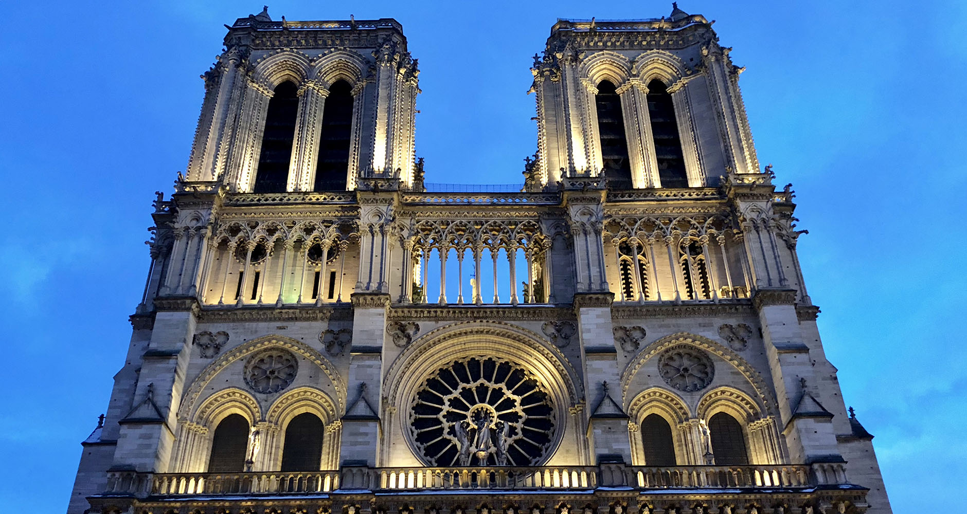 The Notre Dame Cathedral at night